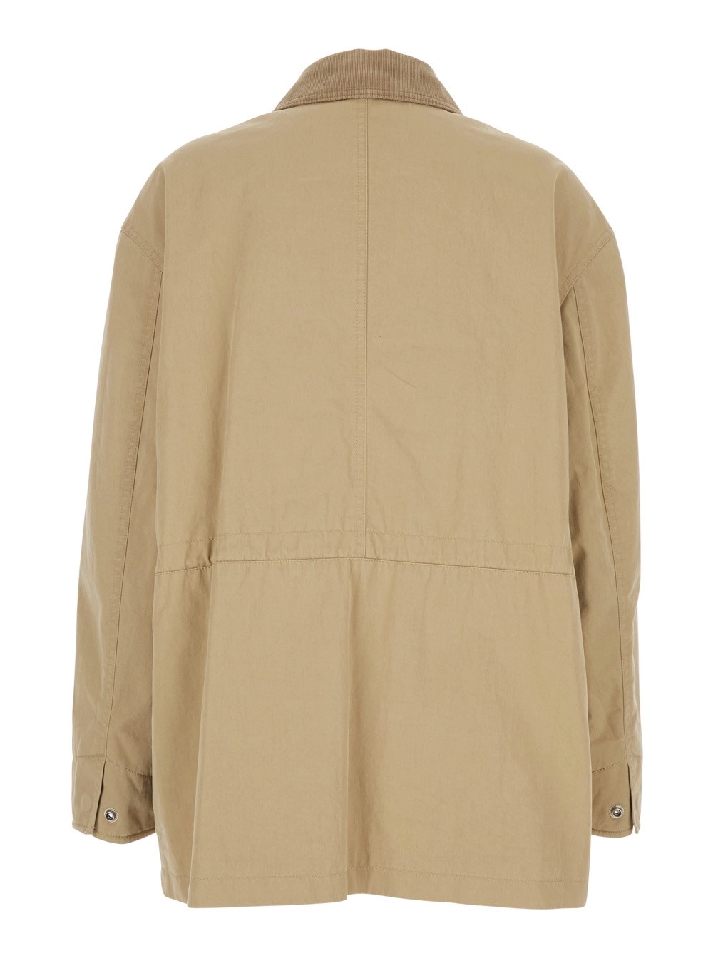 Dunst Giubotto con colletto classico a coste in cotone beige donna, view 2