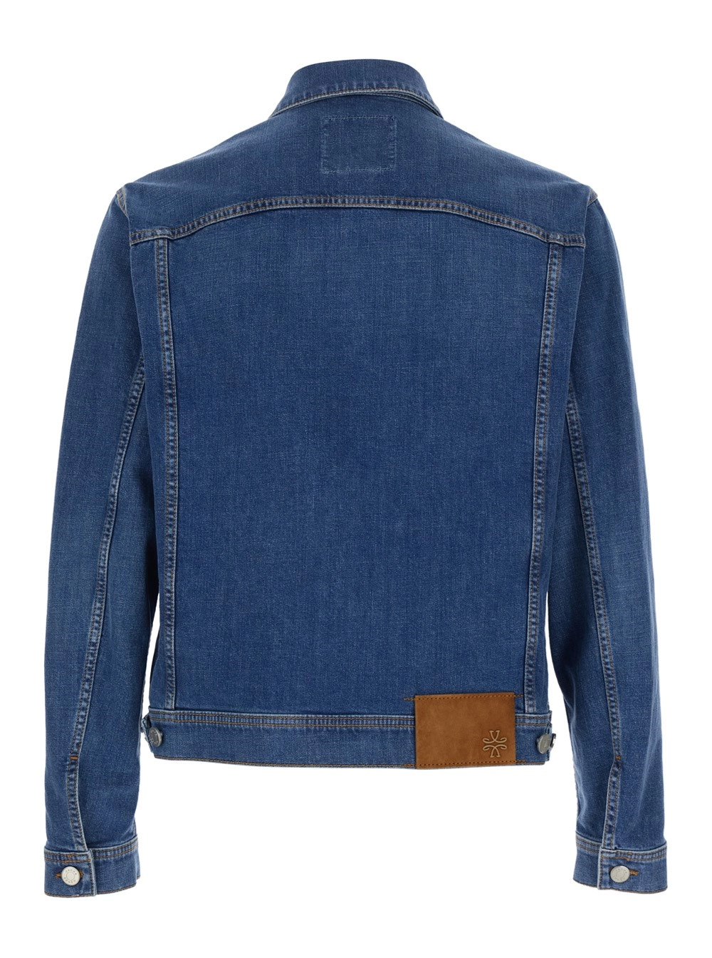Jacob cohen Giubbotto con Colletto Classico e Patch Logo sul Retro in Denim Blu Uomo, view 2