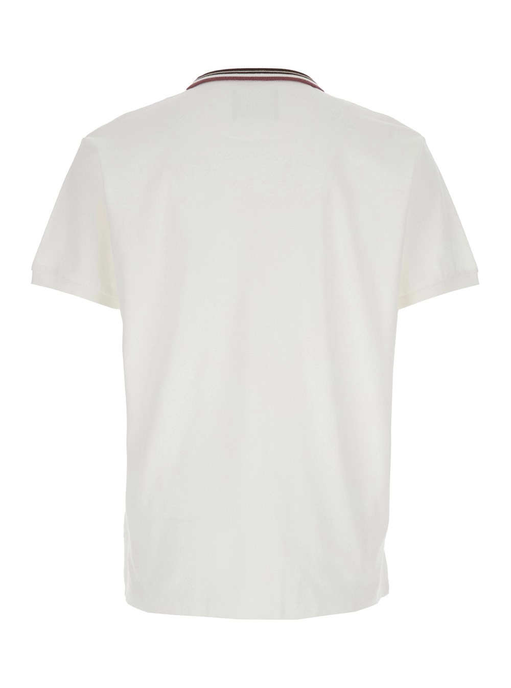 Vivienne Westwood Polo con Colletto Classico con Dettaglio a Righe e Ricamo Orb sul Fronte in Cotone Bianca Uomo, view 2