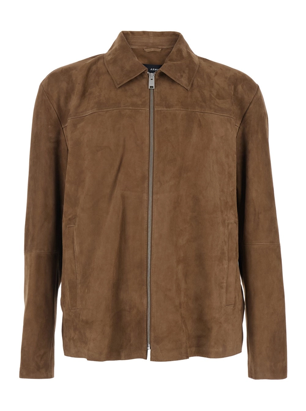 Arma Giubotto con colletto classico in suede marrone uomo