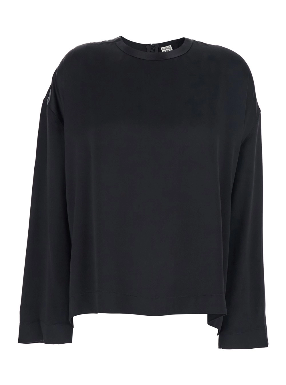 Toteme Blusa Girocollo con Chiusura con Zip Nascosta sul Retro in Viscosa Nera Donna
