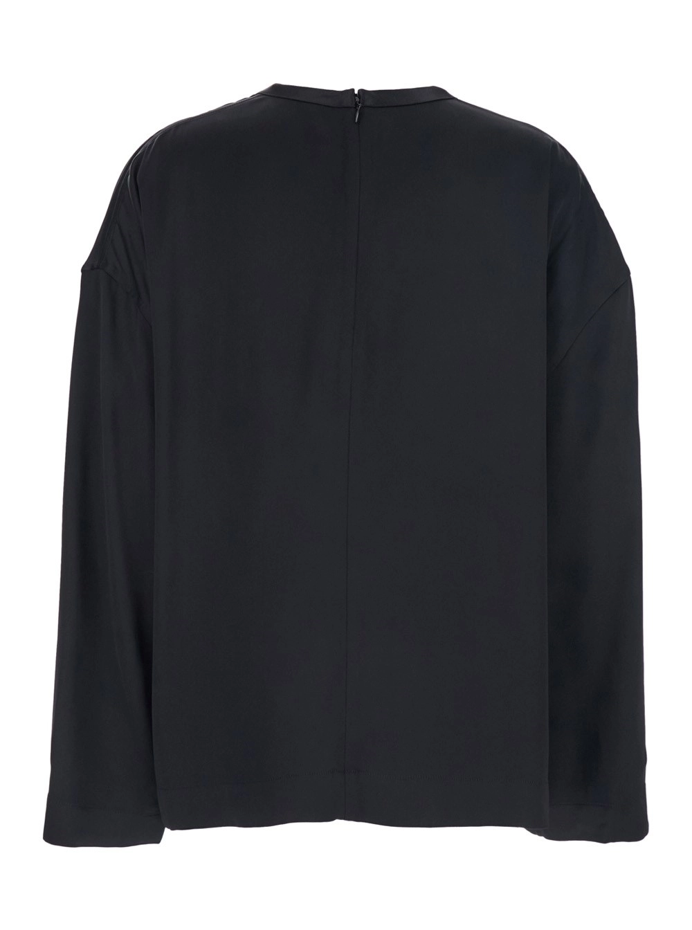 Toteme Blusa Girocollo con Chiusura con Zip Nascosta sul Retro in Viscosa Nera Donna, view 2