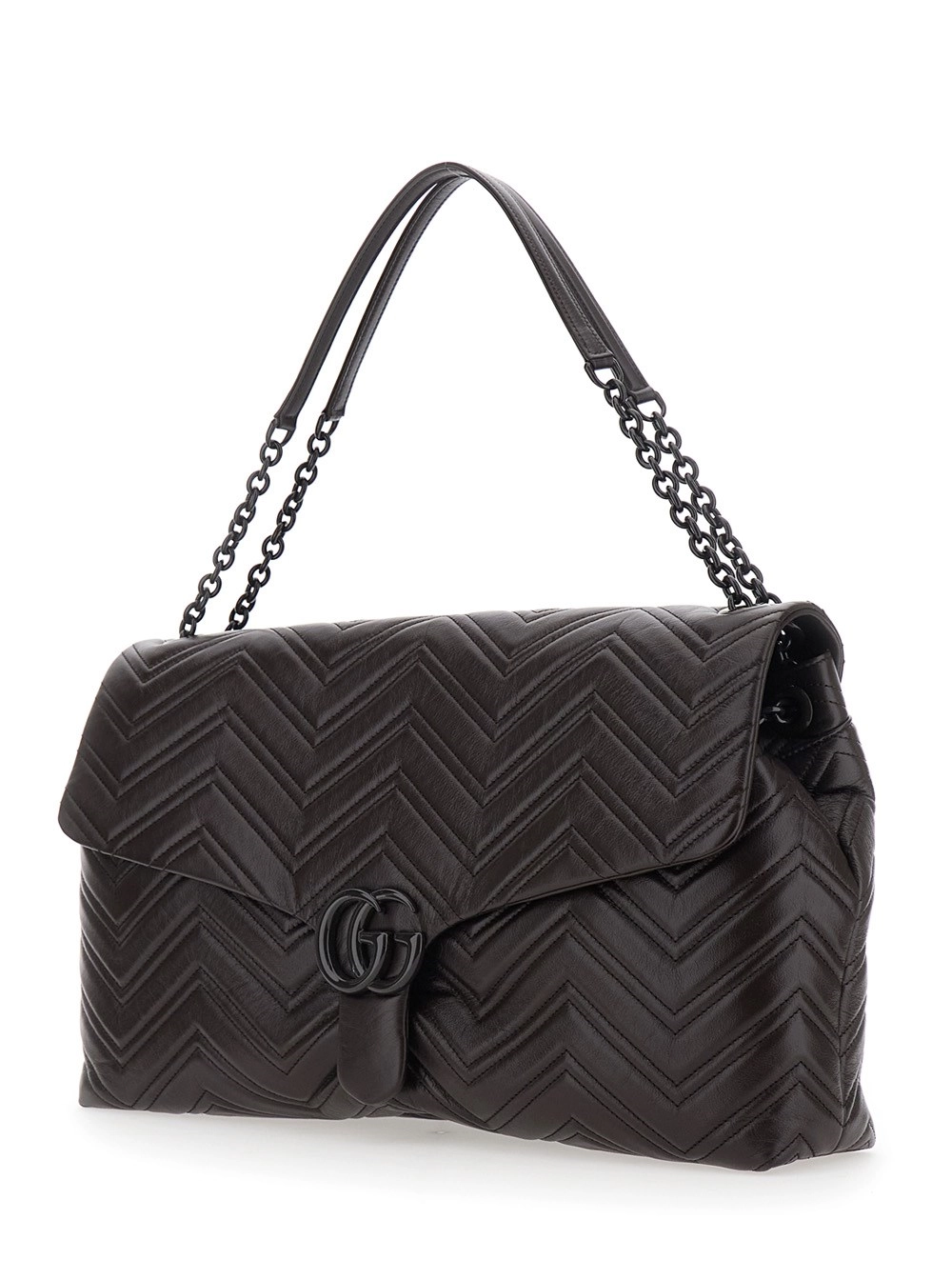 Gucci Borsa a Tracolla 'Gucci' con Tracolla Scorrevole in Pelle Marrone Donna, view 2
