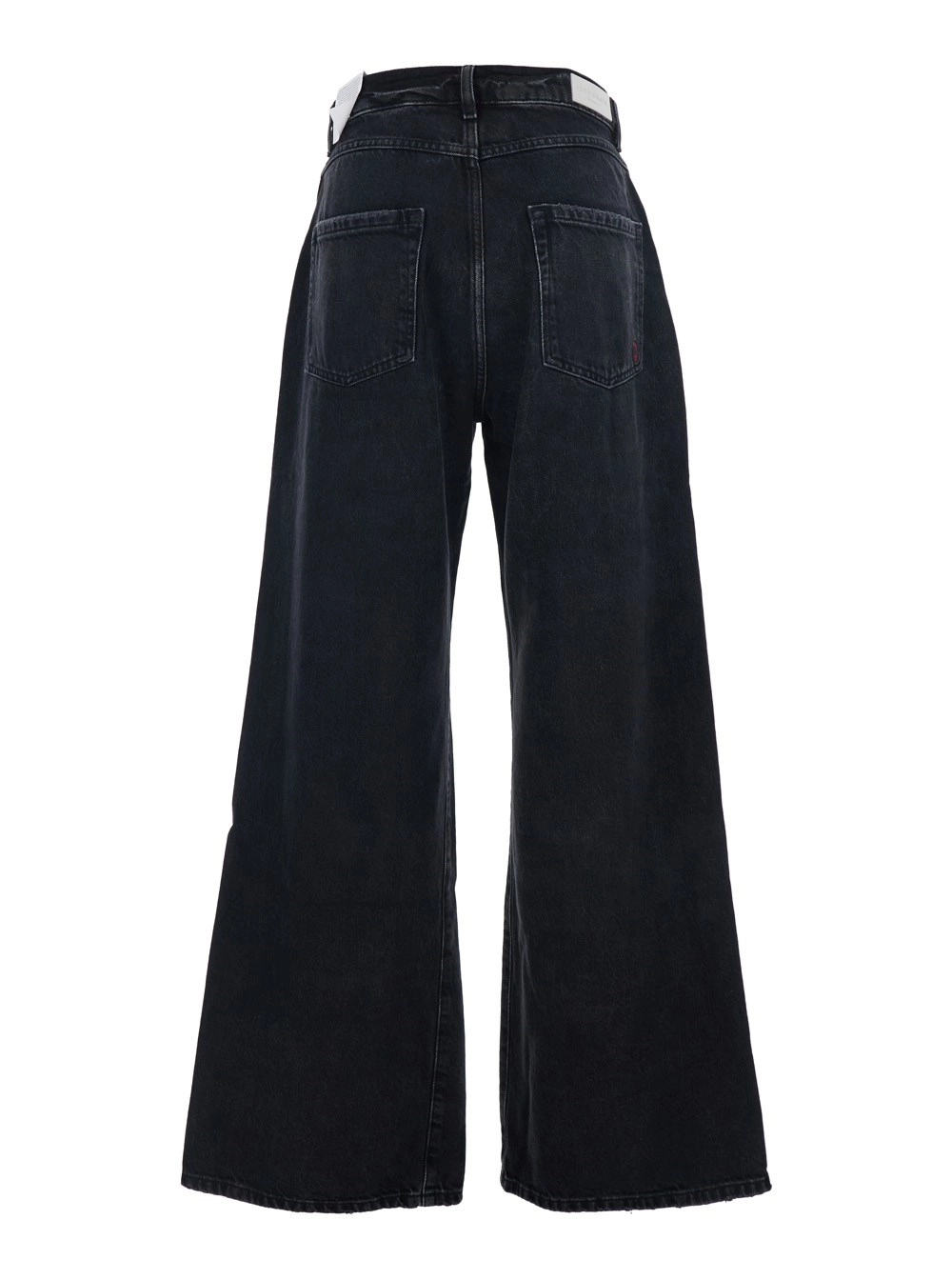 Icon denim Jeans 'Debby' con Patch Logo sul Retro e Gamba Ampia in Denim Nero Donna, view 2