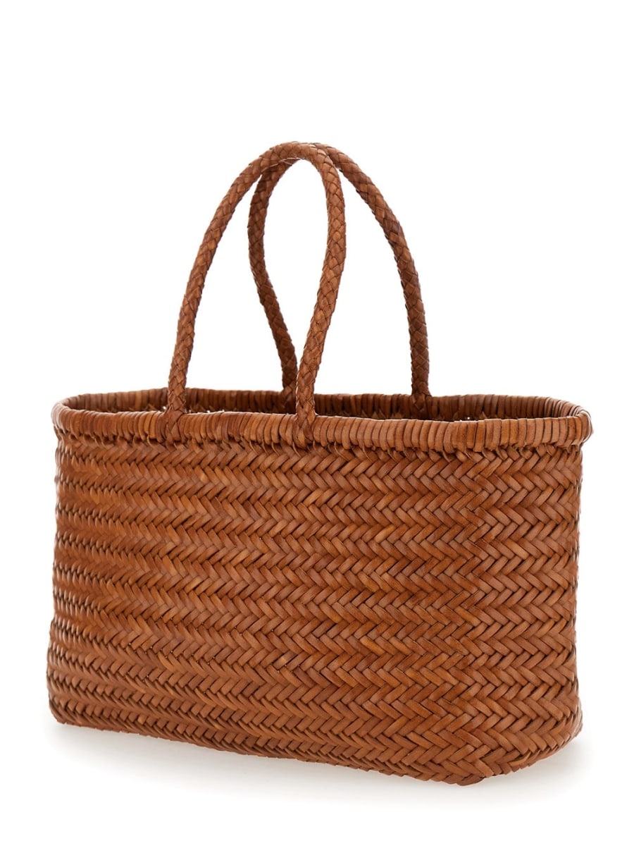 Dragon diffusion Borsa Shopping 'Bamboo Triple Jump' con due manici superiori in Pelle Marrone Donna, view 2