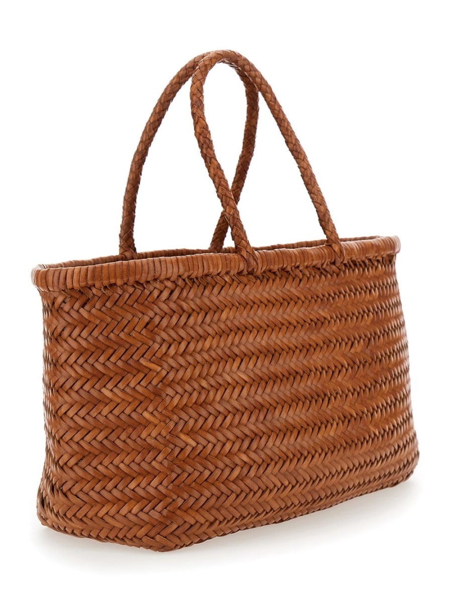 Dragon diffusion Borsa Shopping 'Bamboo Triple Jump' con due manici superiori in Pelle Marrone Donna, view 3