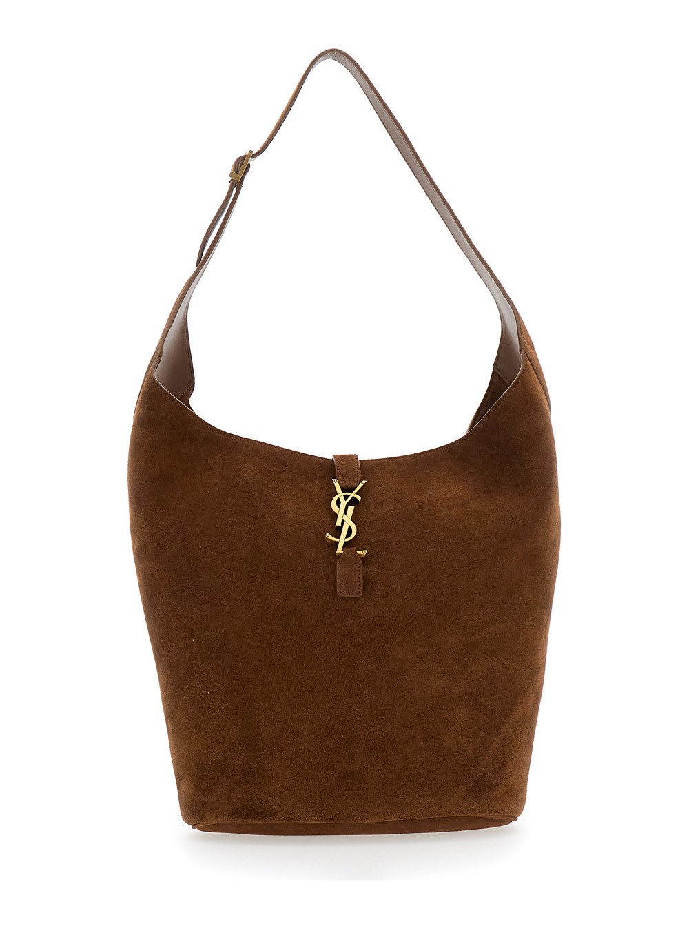 Saint Laurent Borsa a Spalla 'Le 5 à 7' con Chiusura a Gancio con Cassandre in Pelle Morbida Marrone Donna