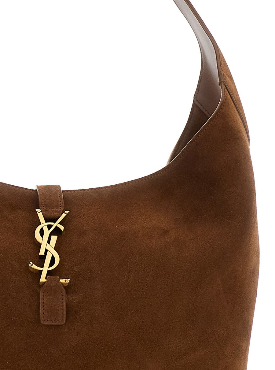 Saint Laurent Borsa a Spalla 'Le 5 à 7' con Chiusura a Gancio con Cassandre in Pelle Morbida Marrone Donna, view 5