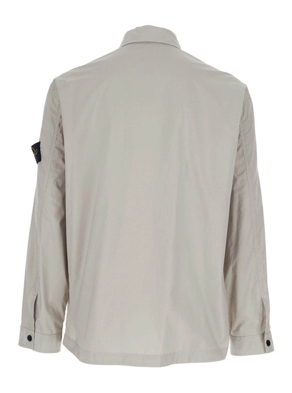 Stone Island Giacca con Colletto Classico e Patch Logo sulla Manica in Cotone Grigia Uomo, view 2