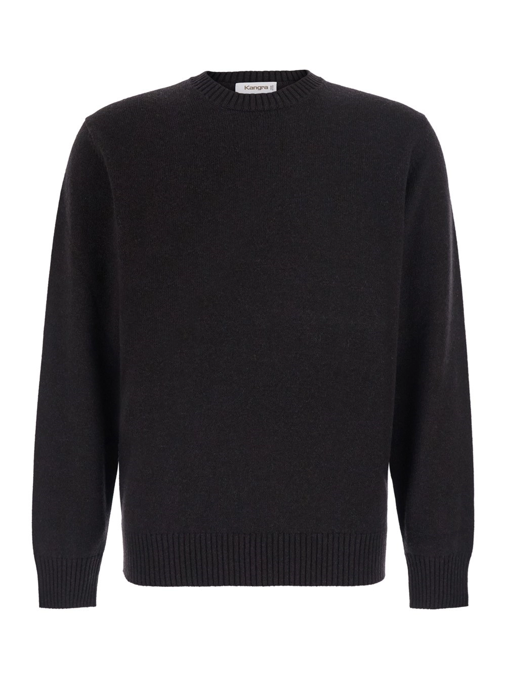 Kangra Maglione girocollo con rifiniture a coste in misto lana e cashmere marrone uomo