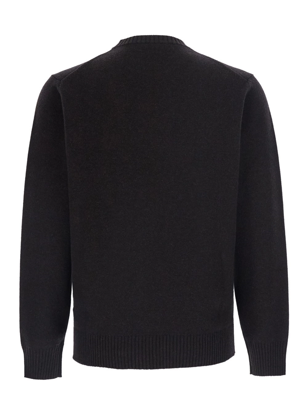 Kangra Maglione girocollo con rifiniture a coste in misto lana e cashmere marrone uomo, view 2