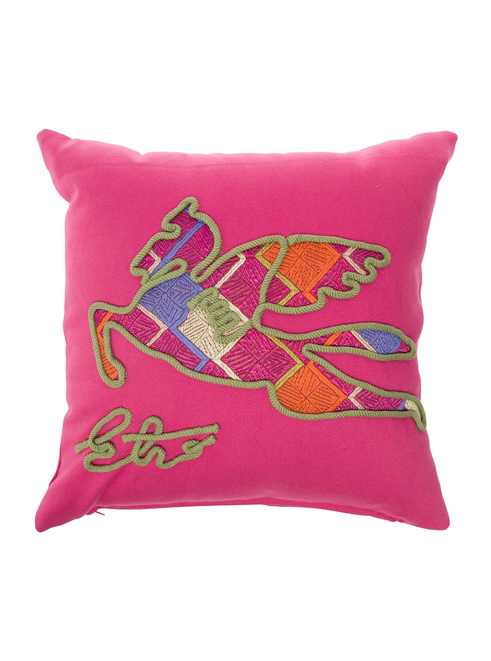 Etro home Cuscino ricamato con design elegante in cotone fuxia unisex
