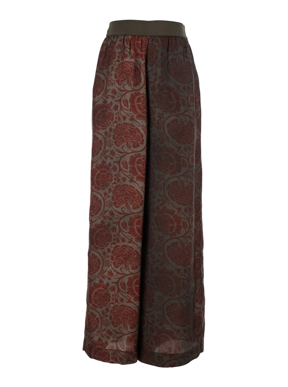 Uma wang Pantaloni 'Pansy' con Vita Elasticizzata e Stampa All-Over in Misto Cupro e Viscosa Rossi Donna