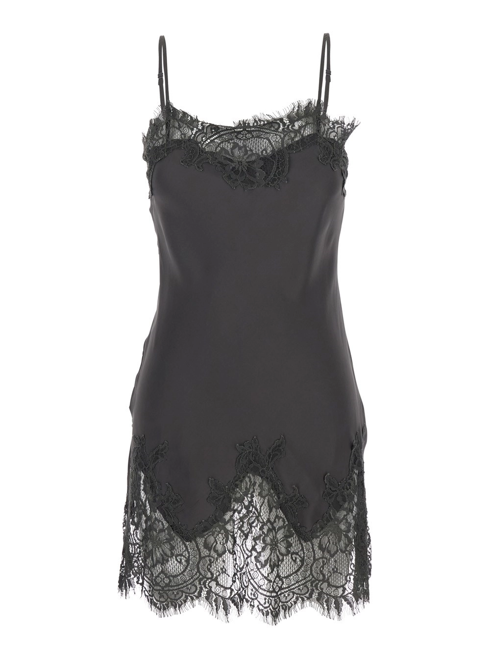 Gold hawk Abito 'Nero' con dettagli recami in pizzo e spalline sottili in tessuto nero donna