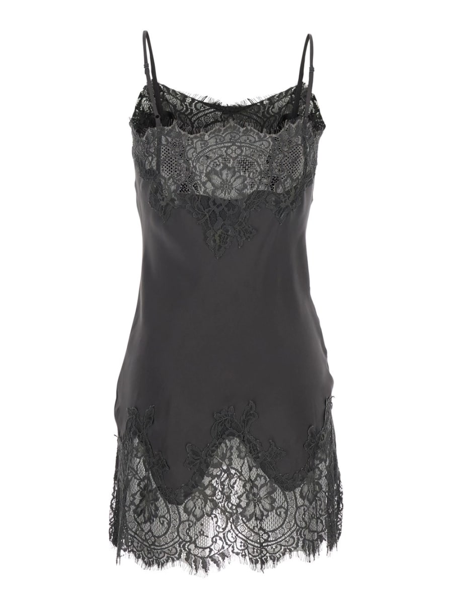 Gold hawk Abito 'Nero' con dettagli recami in pizzo e spalline sottili in tessuto nero donna, view 2