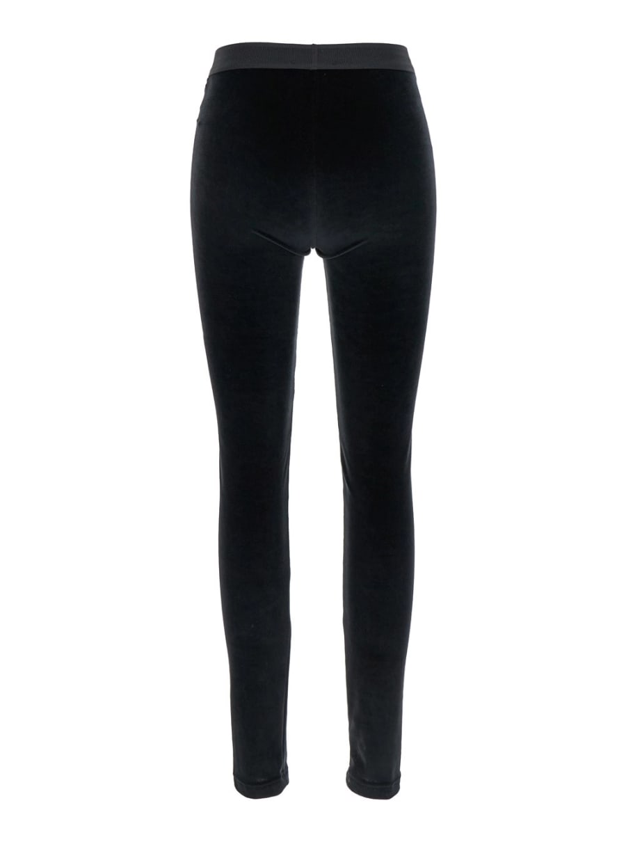 Tom Ford Leggings con Vita Elasticizzata con Logo Lettering in Velluto Neri Donna, view 2