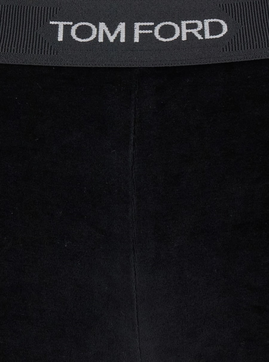 Tom Ford Leggings con Vita Elasticizzata con Logo Lettering in Velluto Neri Donna, view 3