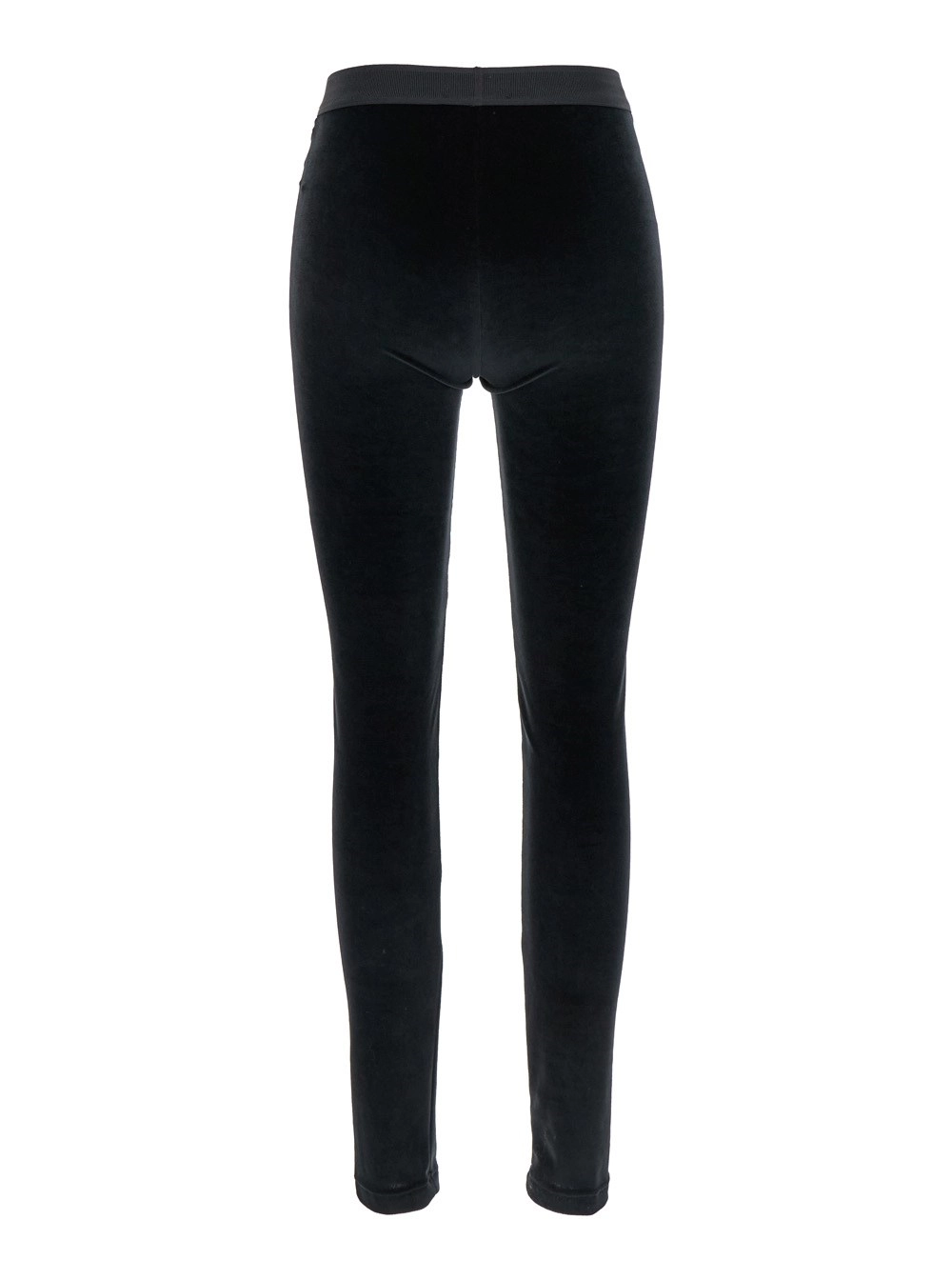 Tom Ford Leggings con Vita Elasticizzata con Logo Lettering in Velluto Neri Donna, view 2