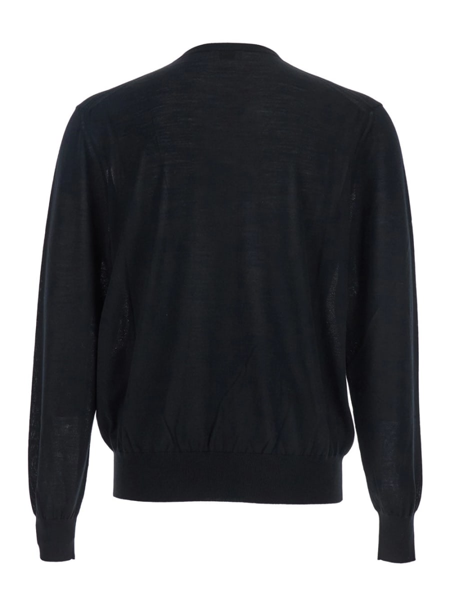 Saint Laurent Maglione Girocollo con Cassandre in Cashmere Nero Uomo, view 2