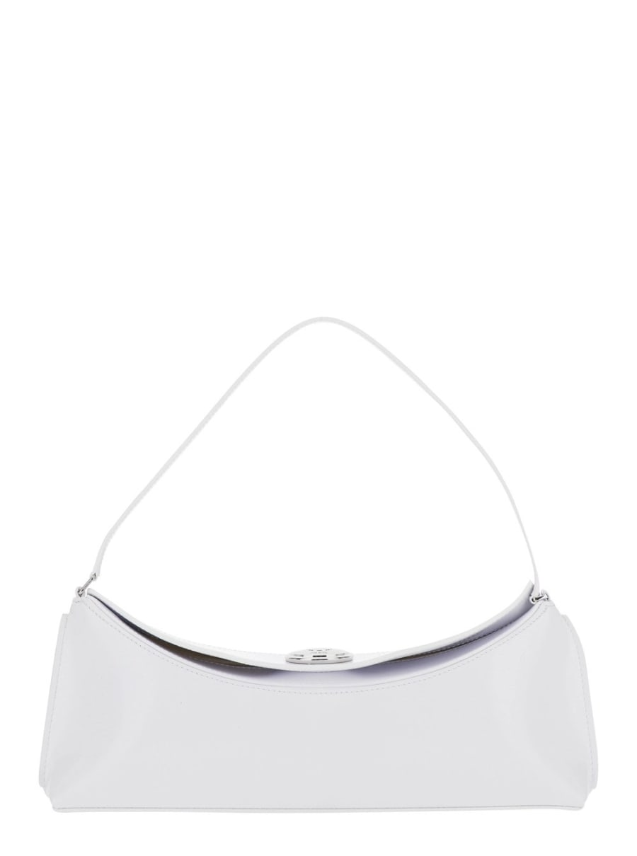 Jacquemus Borsa a Spalla 'Le Calisso' con Bottone a Pressione Inciso in Pelle Bianca Donna