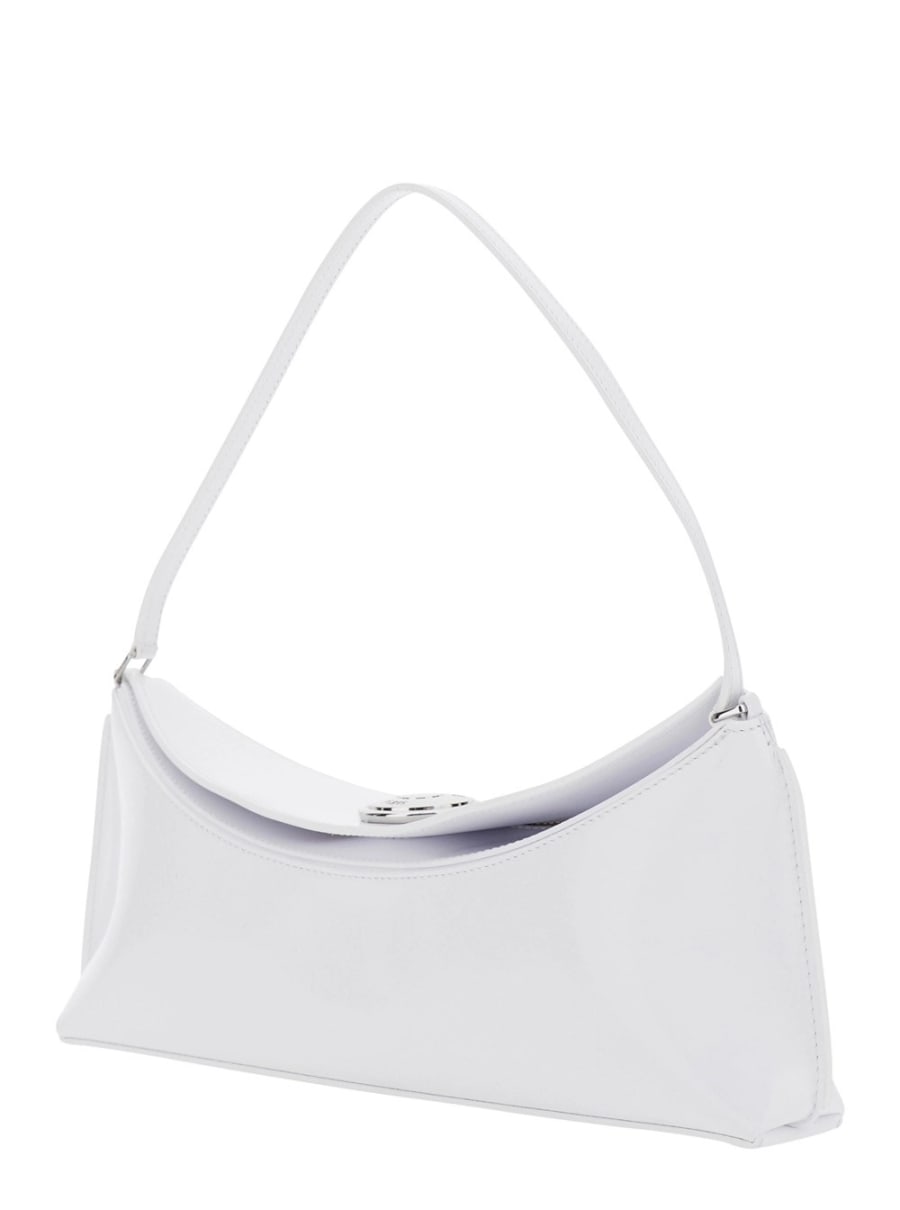 Jacquemus Borsa a Spalla 'Le Calisso' con Bottone a Pressione Inciso in Pelle Bianca Donna, view 2
