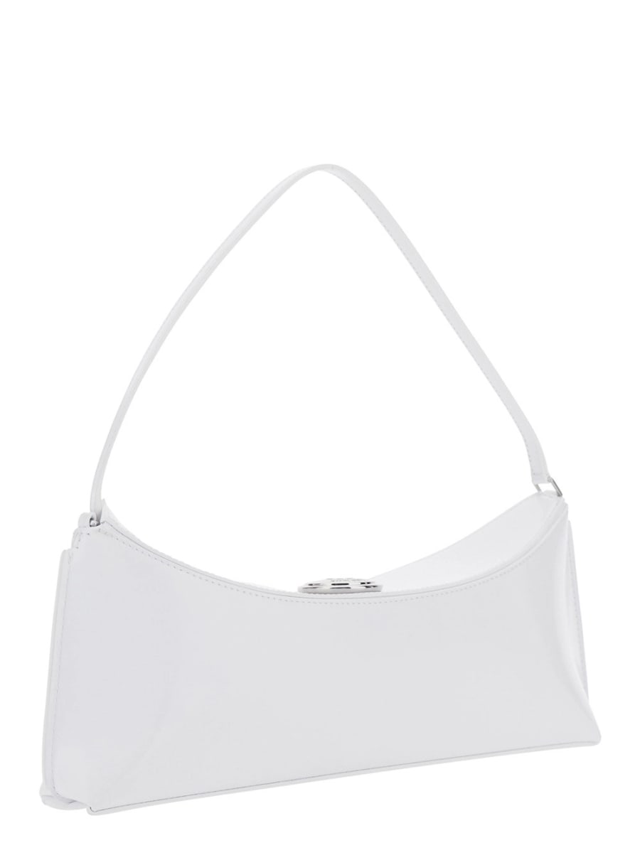 Jacquemus Borsa a Spalla 'Le Calisso' con Bottone a Pressione Inciso in Pelle Bianca Donna, view 3