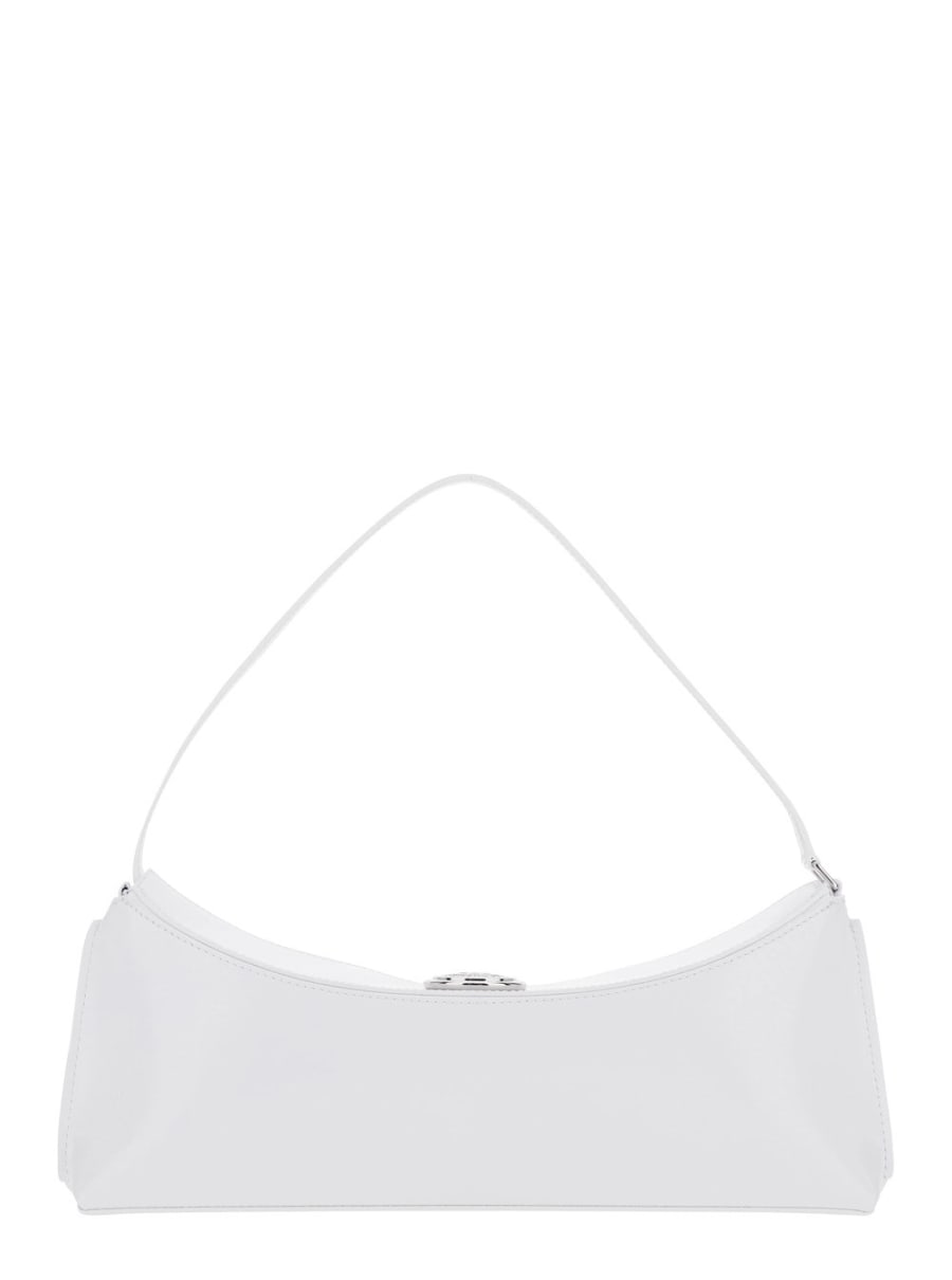 Jacquemus Borsa a Spalla 'Le Calisso' con Bottone a Pressione Inciso in Pelle Bianca Donna, view 4