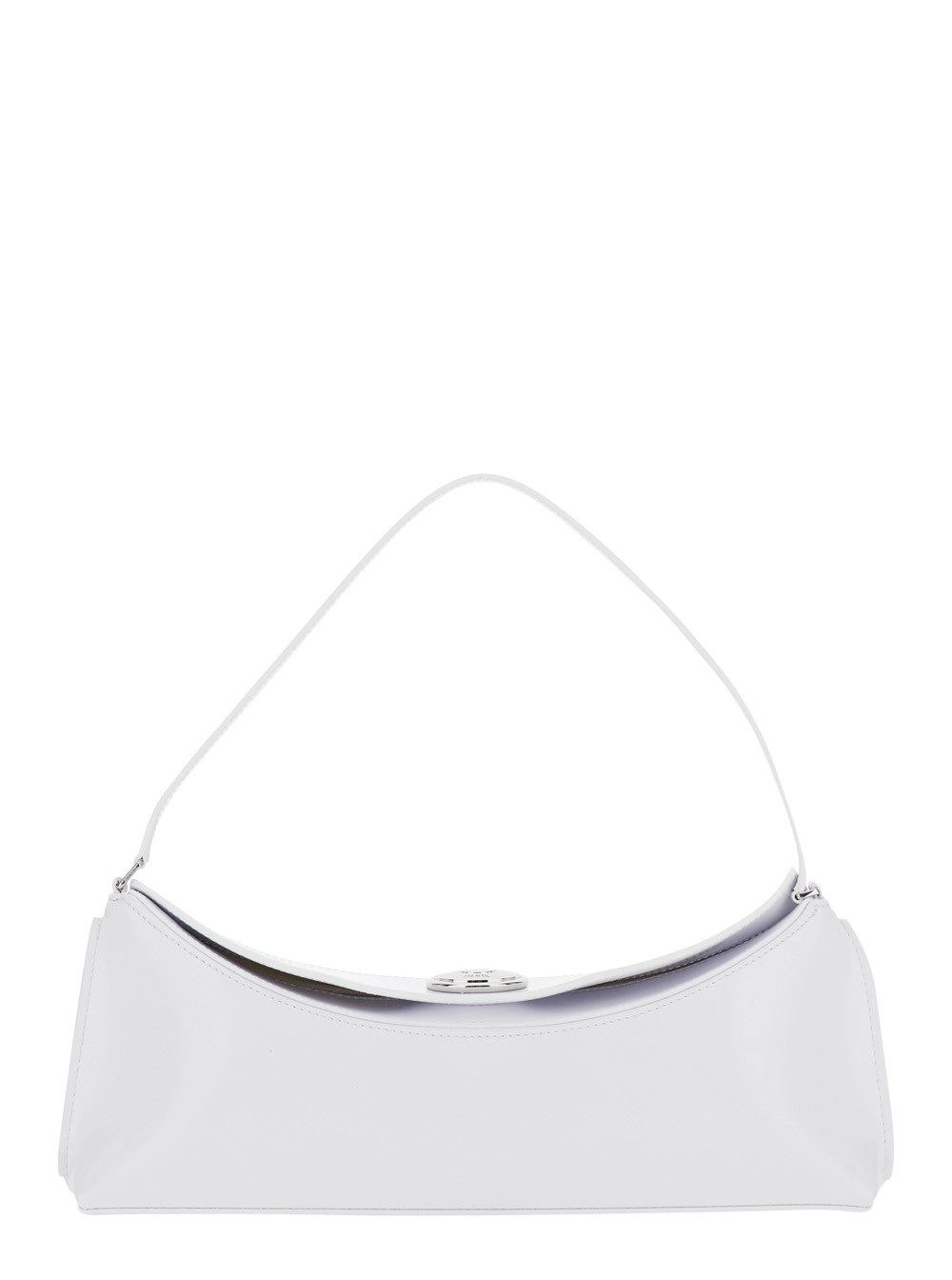 Jacquemus Borsa a Spalla 'Le Calisso' con Bottone a Pressione Inciso in Pelle Bianca Donna