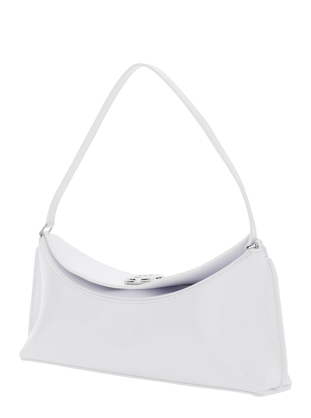Jacquemus Borsa a Spalla 'Le Calisso' con Bottone a Pressione Inciso in Pelle Bianca Donna, view 2