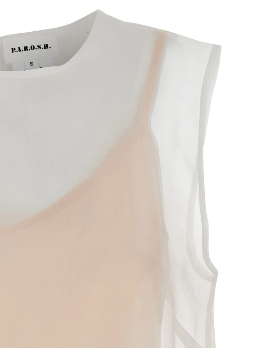 P.A.R.O.S.H. Blusa con Design Semi-Trasparente in Seta Bianca Donna, view 3
