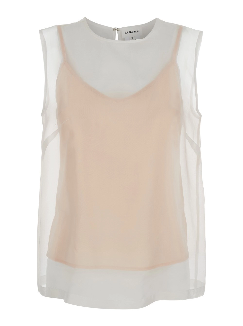 P.A.R.O.S.H. Blusa con Design Semi-Trasparente in Seta Bianca Donna