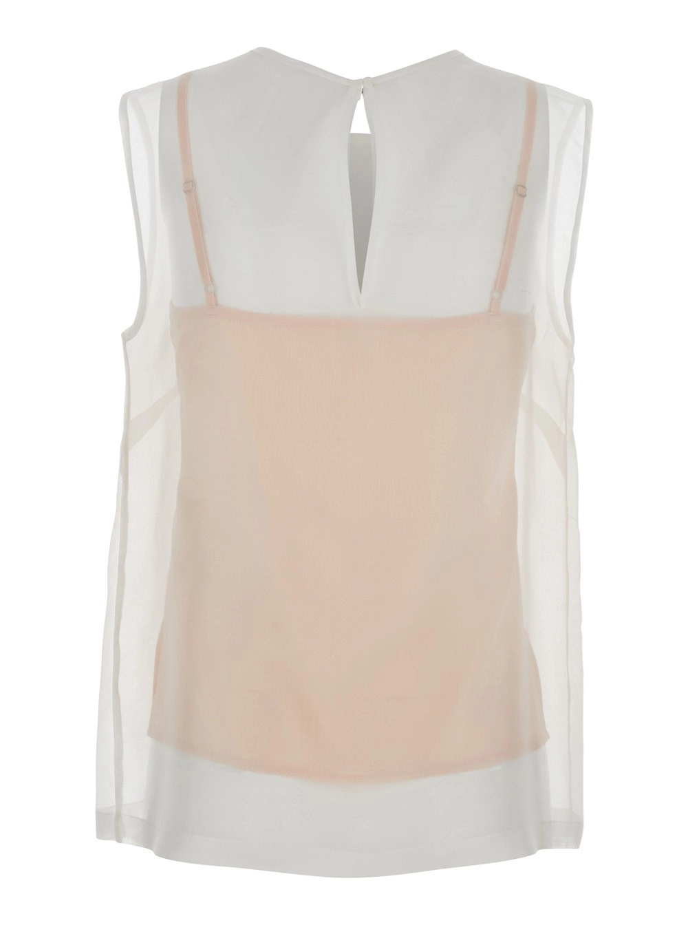 P.A.R.O.S.H. Blusa con Design Semi-Trasparente in Seta Bianca Donna, view 2