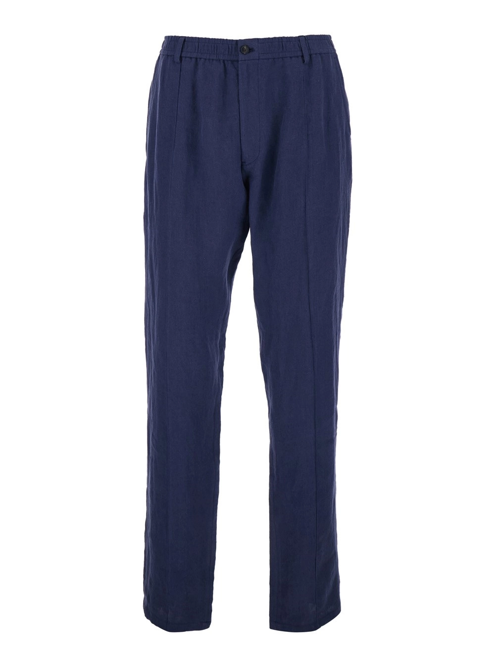 Emporio Armani Pantaloni dritti in lino blu uomo