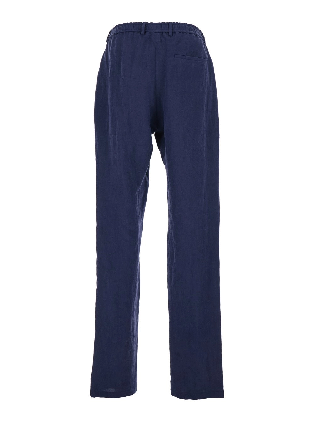Emporio Armani Pantaloni dritti in lino blu uomo, view 2