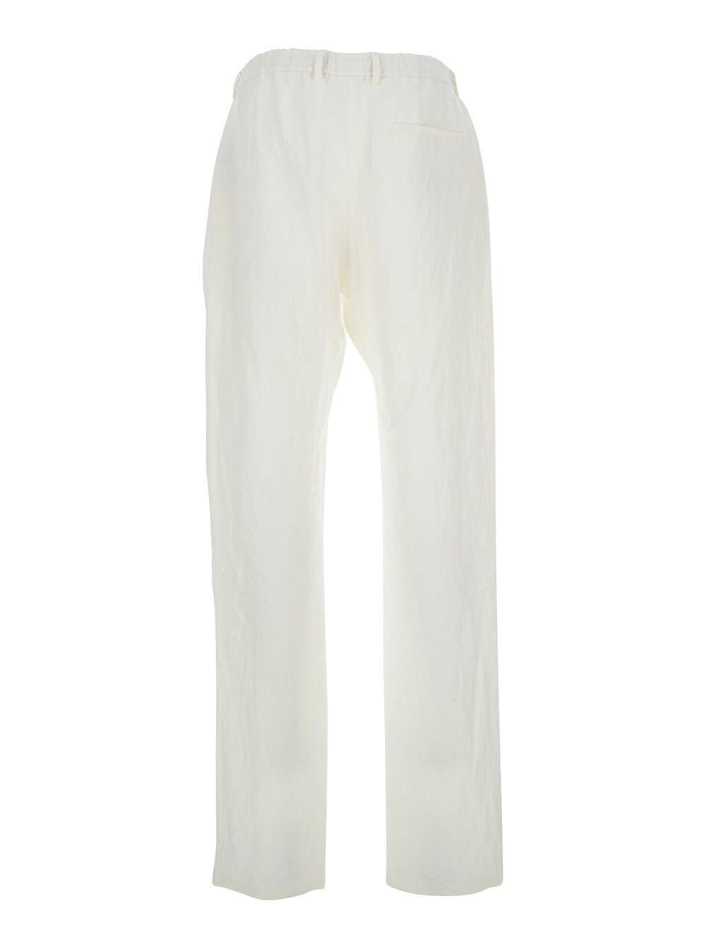 Emporio Armani Pantaloni Bianchi con Vita Elasticizzata in Lino Uomo, view 2