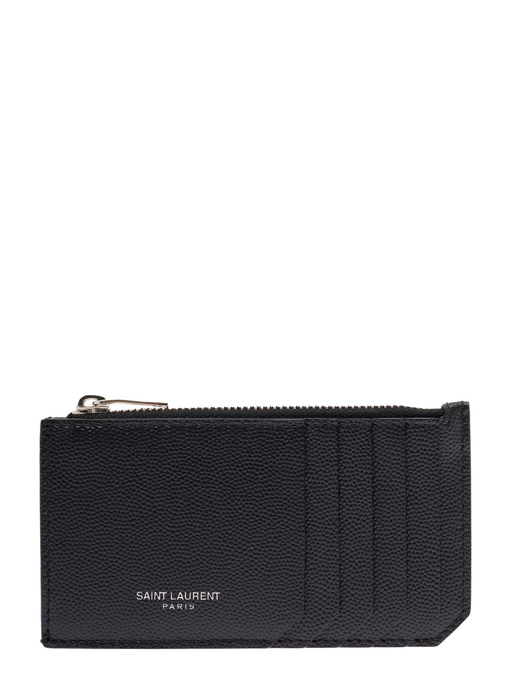 Saint Laurent Portacarte in Pelle Nera Saint Laurent Uomo