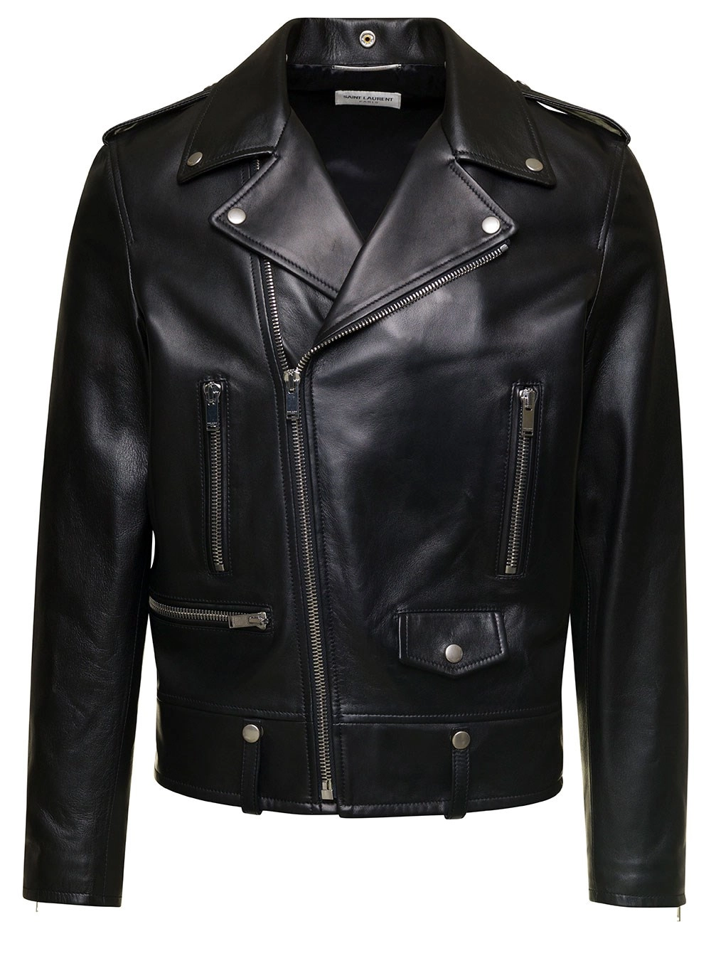 Saint Laurent MOTORC CLASSIQUE JAC - Giubbotto Biker Nero in Pelle Uomo