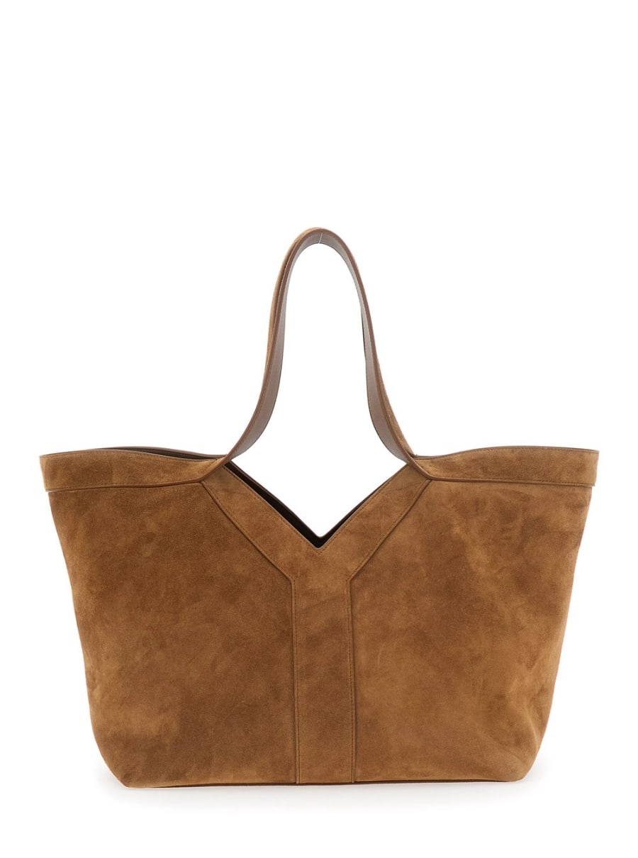Saint Laurent Borsa Shopper 'YSL BO Y TOTE BAG S' con logo sul fronte in Pelle Beige Donna