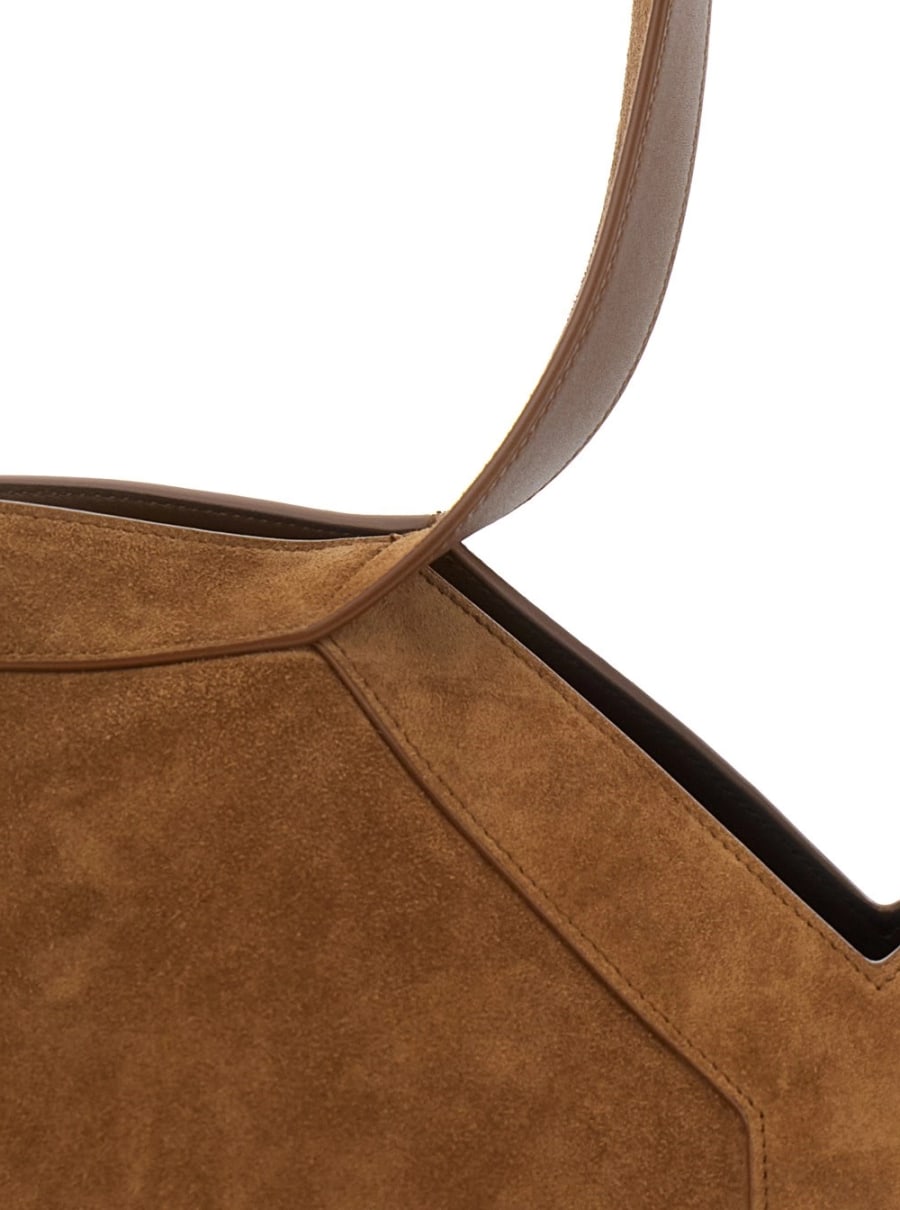 Saint Laurent Borsa Shopper 'YSL BO Y TOTE BAG S' con logo sul fronte in Pelle Beige Donna, view 5