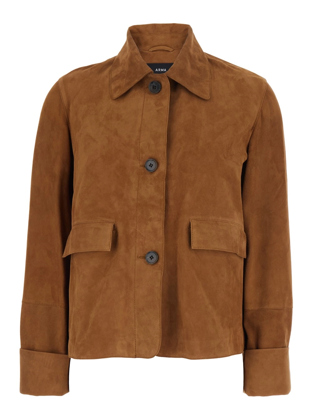 Arma Giubbotto 'Ella' con Colletto Ampio e Tasche con patta sul Fronte in Suede Marrone Donna