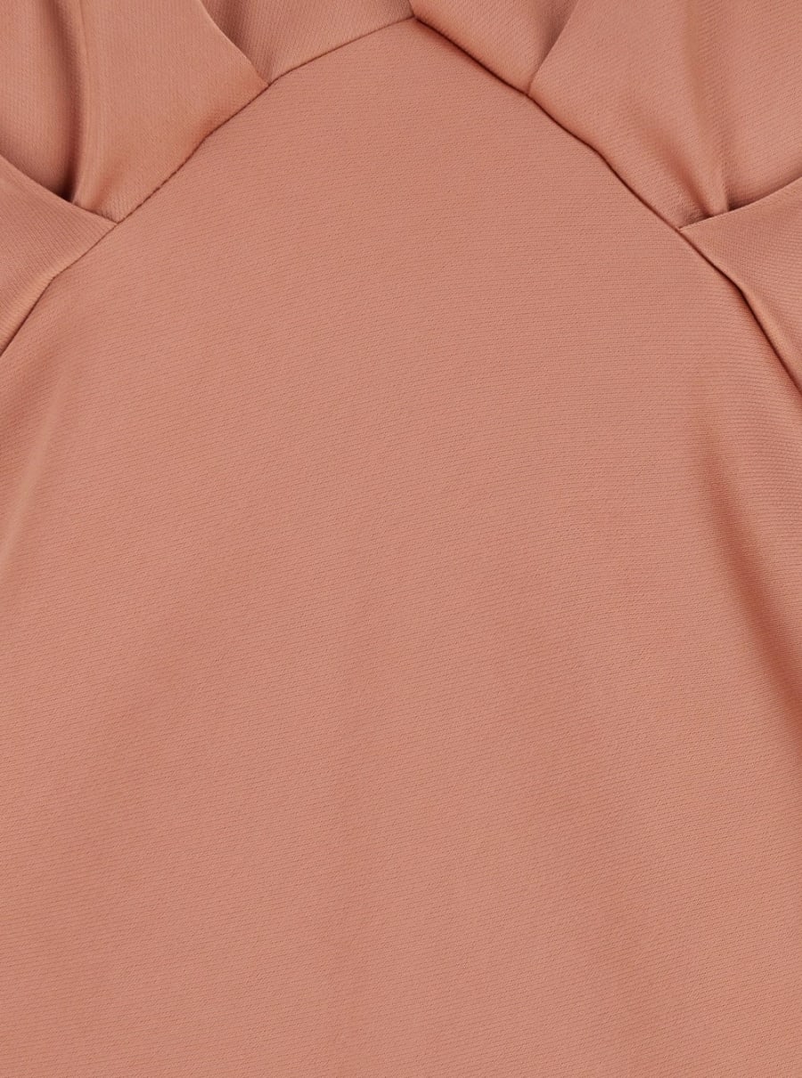 Leplain Abito Lungo con Scollo a V e Ruches sul Fronte in Tessuto Tecnico Rosa Donna, view 3