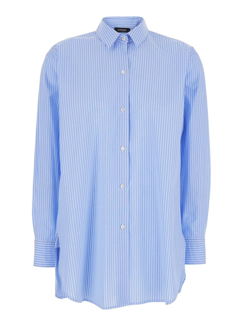 Leplain Camicia con motivo a righe e colletto classico in tessuto azzurra donna