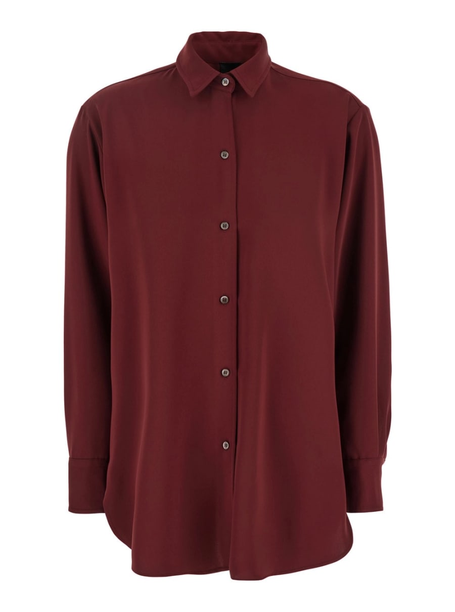 Leplain Camicia con Colletto Classico in Tessuto Tecnico Bordeaux Donna