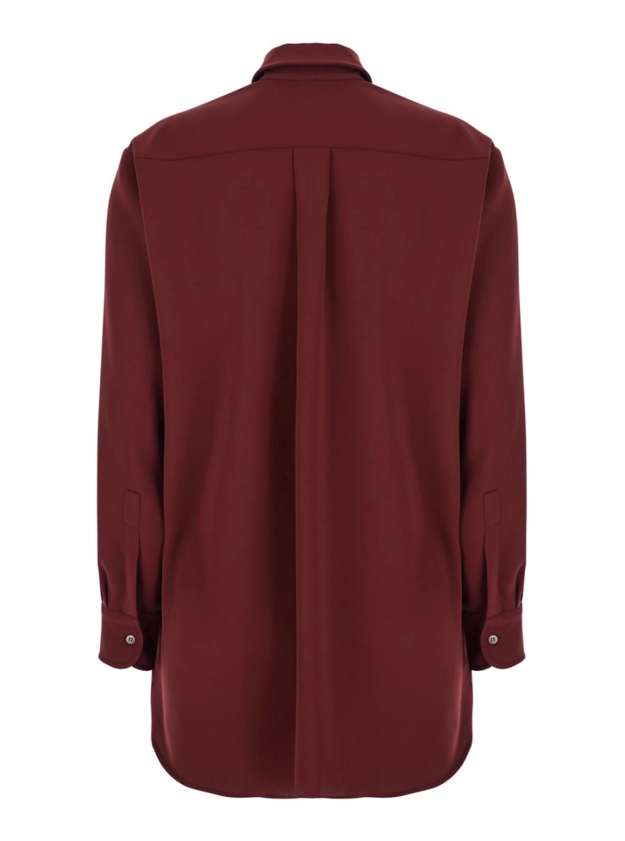Leplain Camicia con Colletto Classico in Tessuto Tecnico Bordeaux Donna, view 2