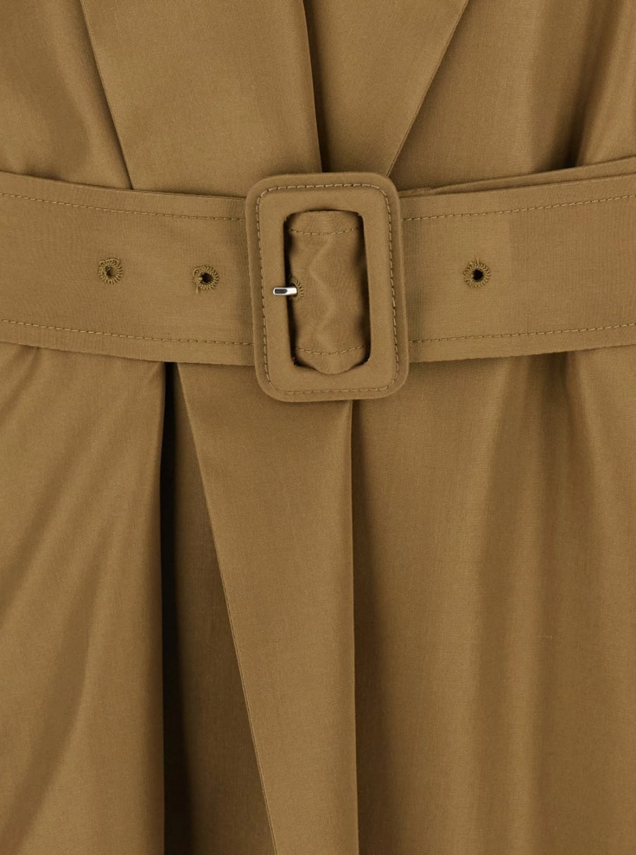 The Row Cappotto 'Amapola' Doppiopetto con Chiusura con Fibbia Removibile in Seta Beige Donna, view 3