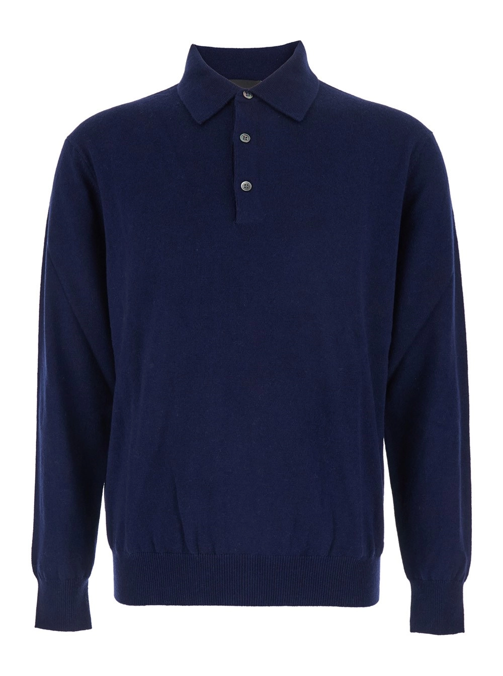 Leplain Maglia con Colletto Stile Polo e Maniche Lunghe in Misto Lana Blu Uomo