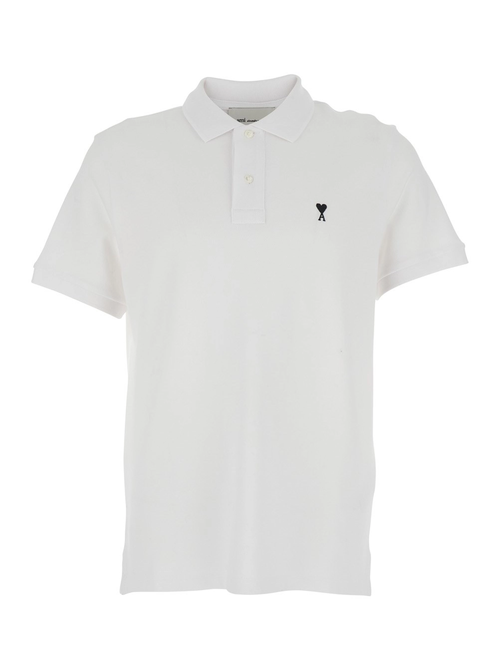 AMI Paris Polo con Ricamo ADC sul Fronte e Colletto Classico in Cotone Bianca Uomo
