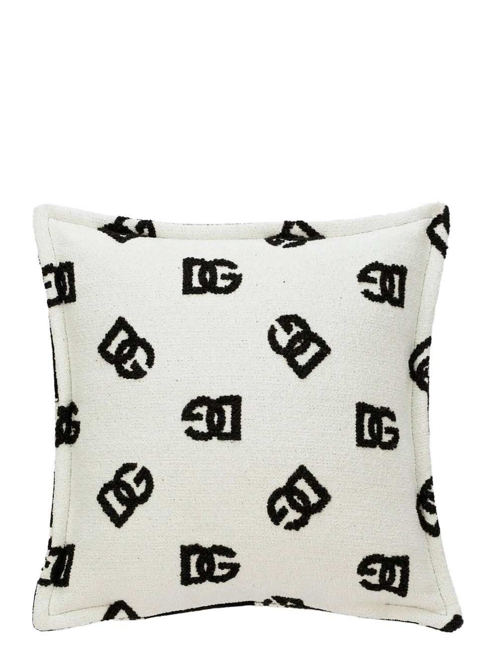 Dolce & gabbana casa Cuscino quadrato con motivo logo all-over in cotone e colore bianco unisex
