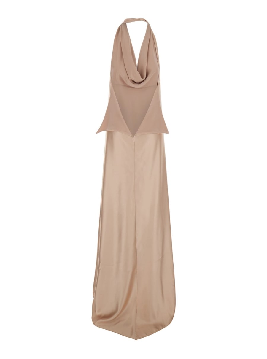 Leplain Abito lungo con scollo all'americana e schiena scoperta in tessuto Beige donna, view 2
