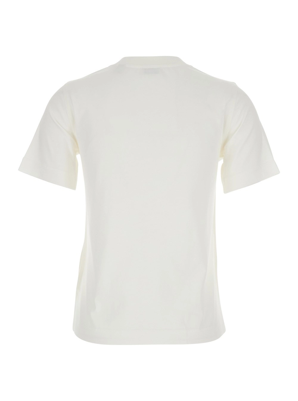 Burberry T-Shirt con Patch Logo con Motivo Check sul Fronte in Cotone Bianca Donna, view 2